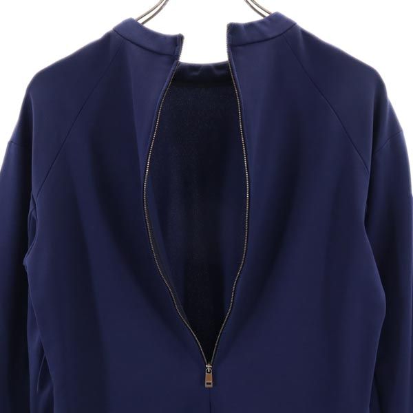 JIL SANDER ジルサンダー イタリア製 長袖 カットソー 34 ネイビー系 バックサイドジップ レディース