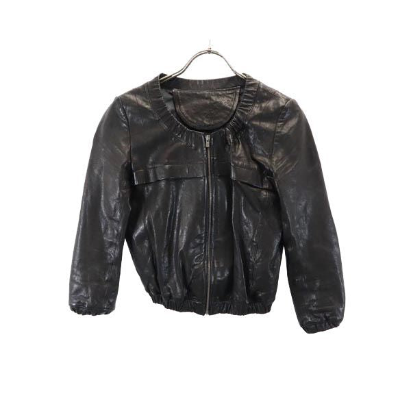LE CIEL LEU ルシェルブルー シープスキン レザージャケット 38 ブラック系 羊革 レディース