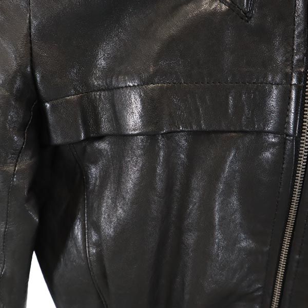 LE CIEL LEU ルシェルブルー シープスキン レザージャケット 38 ブラック系 羊革 レディース