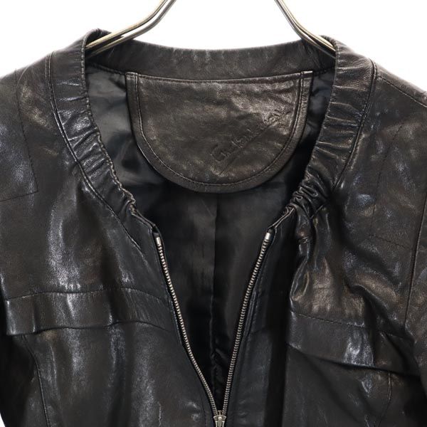 LE CIEL LEU ルシェルブルー シープスキン レザージャケット 38 ブラック系 羊革 レディース