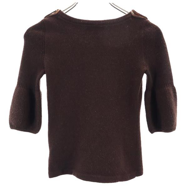 BURBERRY BLUE LABEL バーバリーブルーレーベル 三陽商会 ウール 5分袖 セーター 38 ブラウン系 ニット レディース