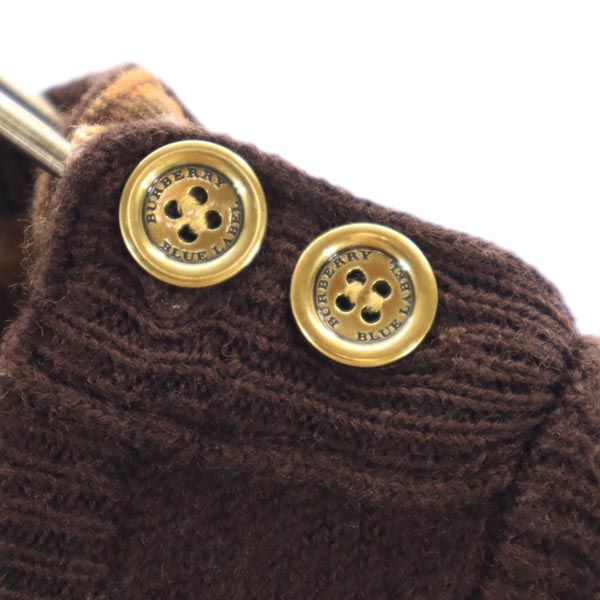 BURBERRY BLUE LABEL バーバリーブルーレーベル 三陽商会 ウール 5分袖 セーター 38 ブラウン系 ニット レディース