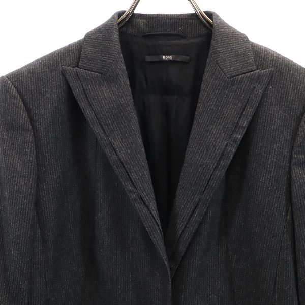BOSS HUGO BOSS ボスヒューゴボス ウールブレンド ストライプ柄 テーラードジャケット 8 グレー系 レディース