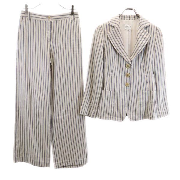 ARMANI アルマーニ イタリア製 ストライプ柄 パンツスーツ 上下 セットアップ 4 グレー系 レディース