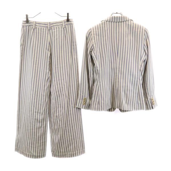 ARMANI アルマーニ イタリア製 ストライプ柄 パンツスーツ 上下 セットアップ 4 グレー系 レディース