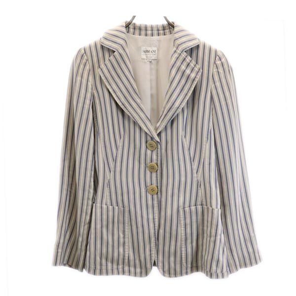 ARMANI アルマーニ イタリア製 ストライプ柄 パンツスーツ 上下 セットアップ 4 グレー系 レディース