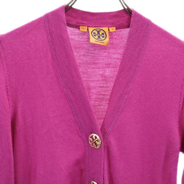 Tory Burch トリーバーチ ウール 長袖 ニット カーディガン XS ピンク レディース