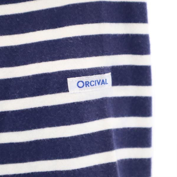 ORCIVAL オーシバル 日本製 ボーダー柄 7分袖 ボートネック Tシャツ 1 白×ネイビー レディース