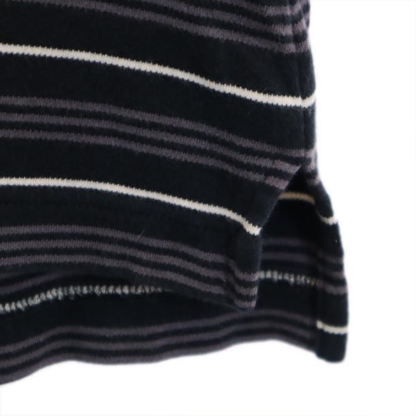 BURBERRY バーバリー 三陽商会 日本製 ウールブレンド ボーダー柄 ゴルフ 長袖 ポロシャツ S 黒系 GOLF メンズ