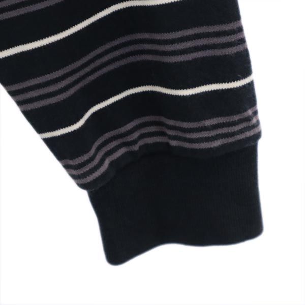 BURBERRY バーバリー 三陽商会 日本製 ウールブレンド ボーダー柄 ゴルフ 長袖 ポロシャツ S 黒系 GOLF メンズ