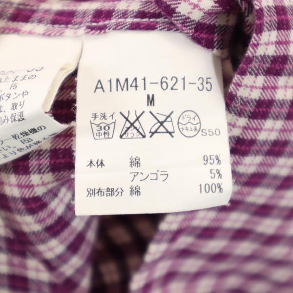 BURBERRY バーバリー 三陽商会 日本製 チェック柄 長袖 ボタンダウンシャツ M 紫系 メンズ