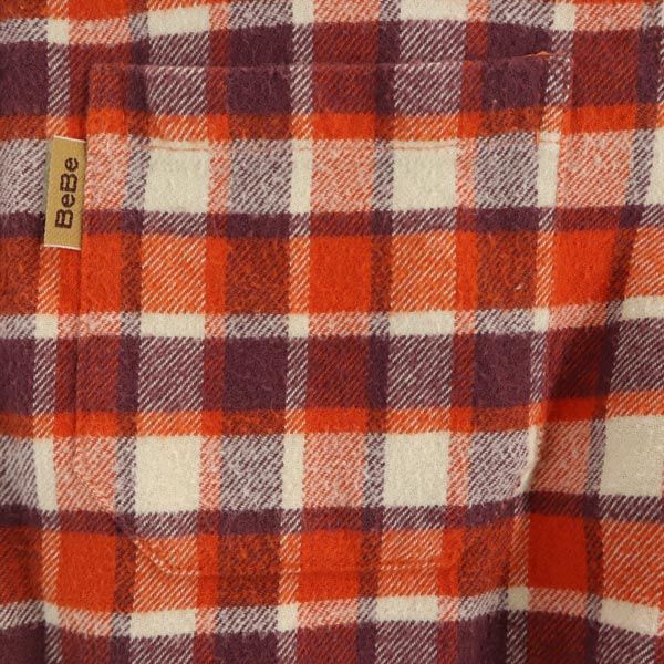 bebe ベベ チェック 長袖 ネルシャツ 130 赤系 キッズ