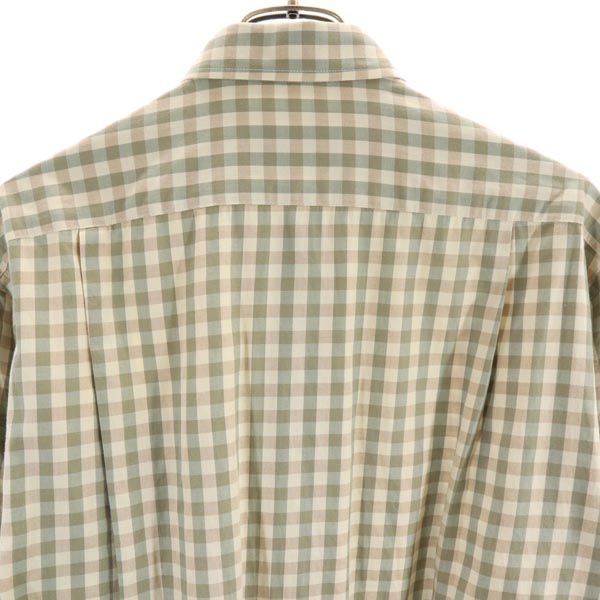 Aquascutum アクアスキュータム 日本製 長袖 チェックシャツ M グリーン系 メンズ