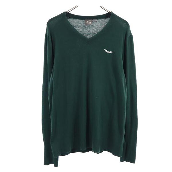 ARMANI EXCHANGE アルマーニエクスチェンジ 長袖 Vネック セーター M グリーン系 ニット メンズ