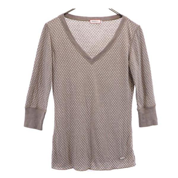 MAX&CO マックスアンドコー ドット 7分袖 カットソー M 茶系 レディース