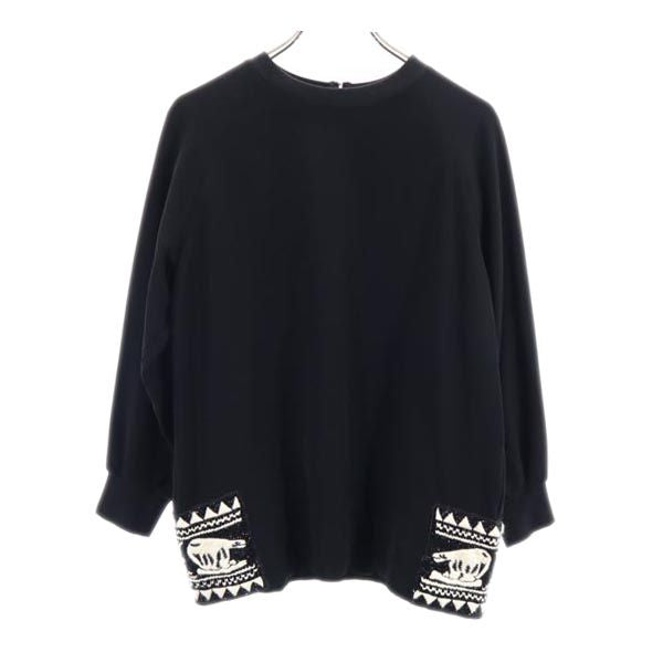 Y's ワイズ 日本製 長袖 カットソー ブラック系 バックジップ レディース