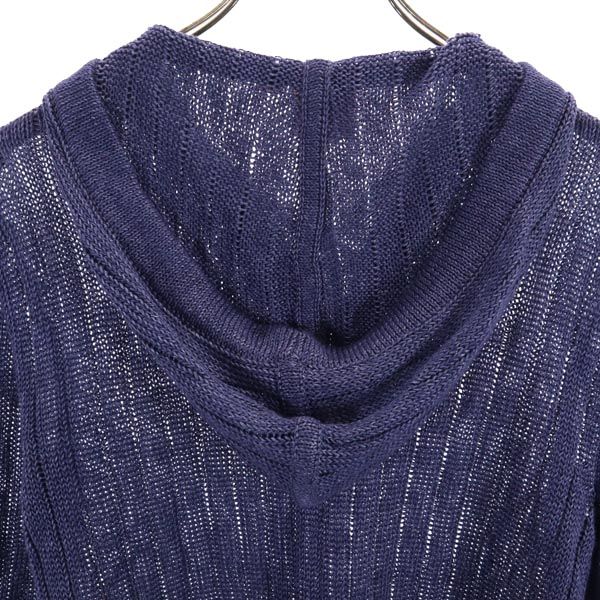 Tory Burch トリーバーチ リネン 長袖 ニット パーカー XS ネイビー系 レディース