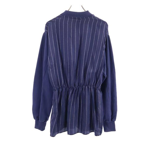 EACH×OTHER イーチアザー シルク ストライプ 長袖 チュニック S ネイビー系 レディース
