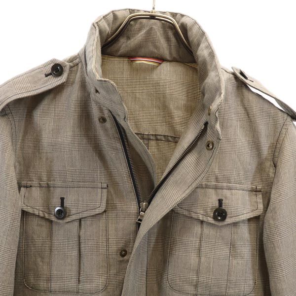 PS Paul Smith ピーエスポールスミス リネンブレンド チェック柄 ジャケット M ブラック系 メンズ