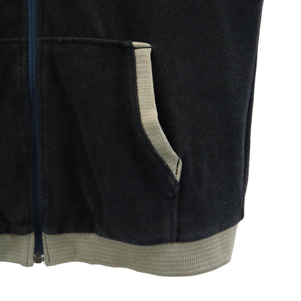 BURBERRY BLUE LABEL バーバリーブルーレーベル 三陽商会 日本製 半袖 パイル地 ジップパーカー M 黒 メンズ