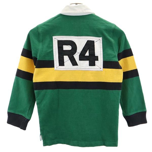 RALPH LAUREN ラルフローレン ボーダー 長袖 ポロシャツ S グリーン系 ラガーシャツ キッズ