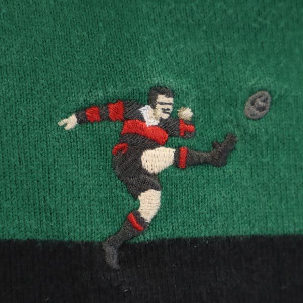 RALPH LAUREN ラルフローレン ボーダー 長袖 ポロシャツ S グリーン系 ラガーシャツ キッズ