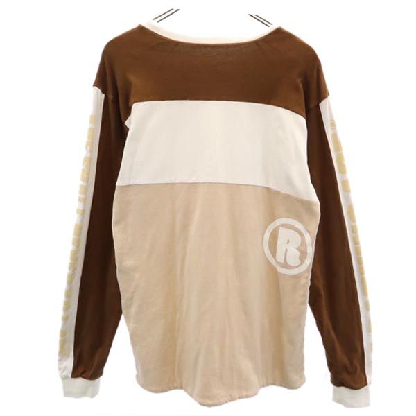 A BATHING APE アベイシングエイプ 日本製 ボーダー 長袖 Tシャツ M ベージュ ロンT メンズ