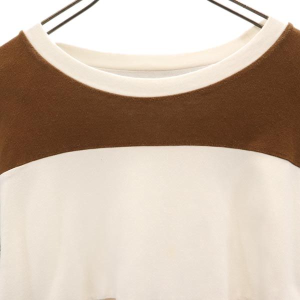 A BATHING APE アベイシングエイプ 日本製 ボーダー 長袖 Tシャツ M ベージュ ロンT メンズ