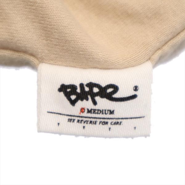 A BATHING APE アベイシングエイプ 日本製 ボーダー 長袖 Tシャツ M ベージュ ロンT メンズ