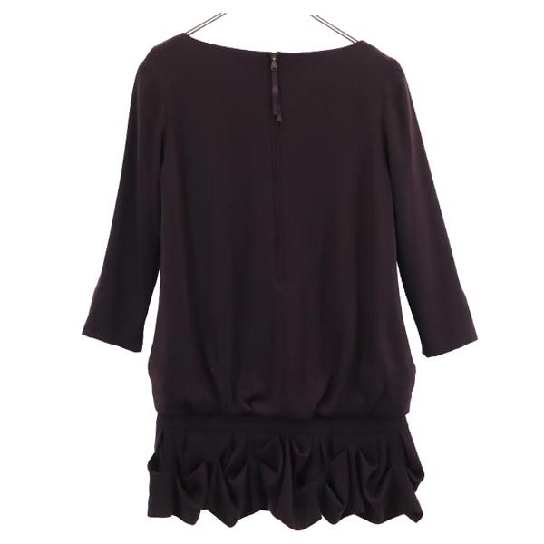 フォクシーニューヨーク 日本製 長袖 チュニック 38 ブラウン系 FOXEY NEW YORK 肩パッド レディース