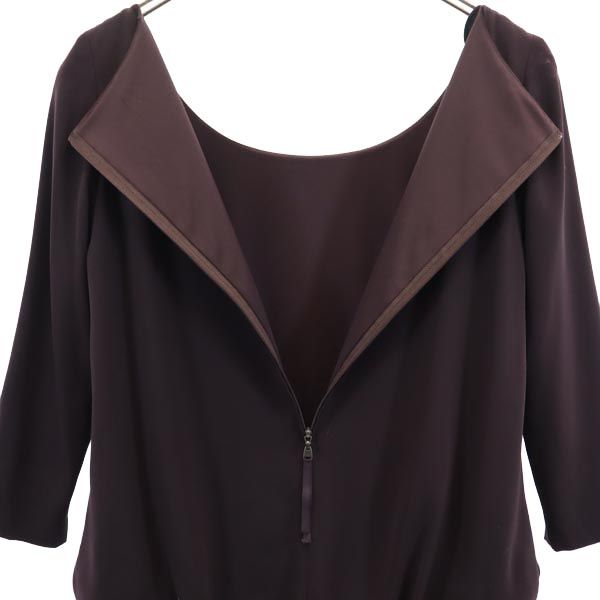 フォクシーニューヨーク 日本製 長袖 チュニック 38 ブラウン系 FOXEY NEW YORK 肩パッド レディース
