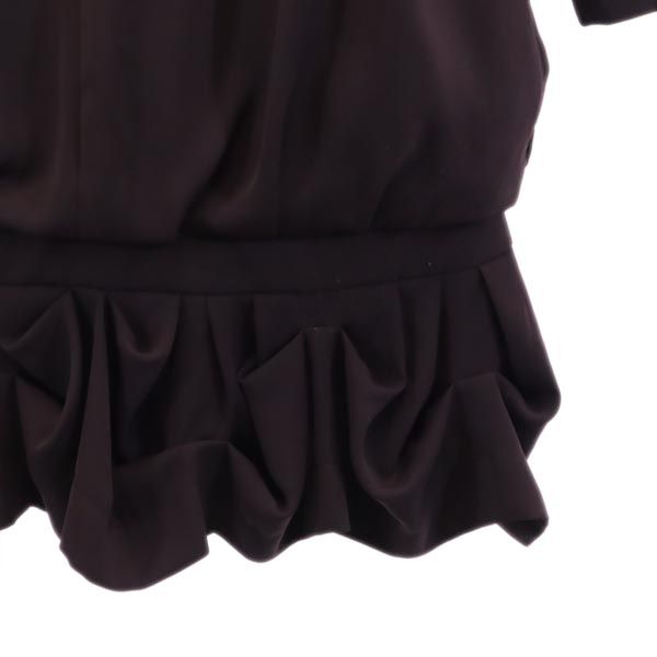 フォクシーニューヨーク 日本製 長袖 チュニック 38 ブラウン系 FOXEY NEW YORK 肩パッド レディース