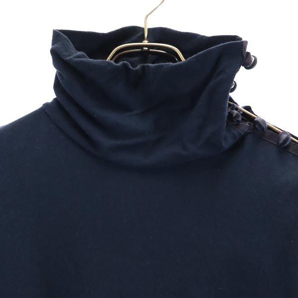 sacai luck サカイラック 長袖 タートルネック カットソー 2 ネイビー 裏チュール レディース