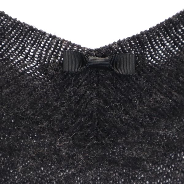 LANVIN en Bleu ランバンオンブルー ウールブレンド デザイン 半袖 デザイン セーター 38 グレー系 ニット レディース