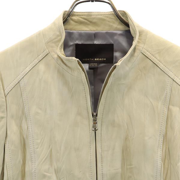 NORTH BEACH ノースビーチ ラムスキン レザージャケット S(44) アイボリー 羊革 レディース
