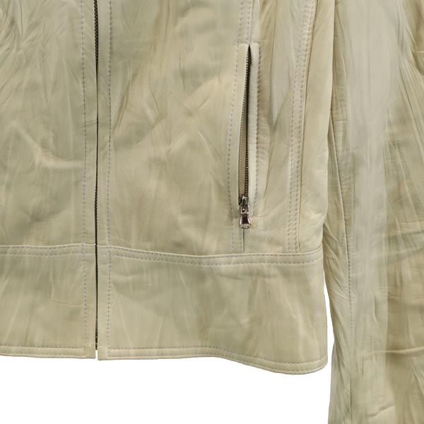 NORTH BEACH ノースビーチ ラムスキン レザージャケット S(44) アイボリー 羊革 レディース