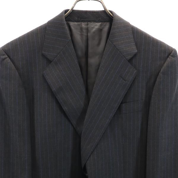 LANVIN ランバン 日本製 ウール ストライプ柄 テーラードジャケット R46-44 グレー系 メンズ