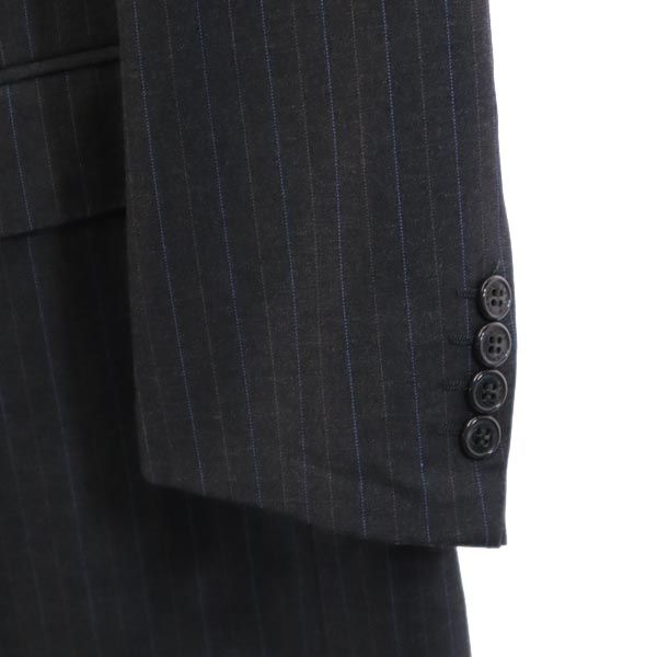 LANVIN ランバン 日本製 ウール ストライプ柄 テーラードジャケット R46-44 グレー系 メンズ