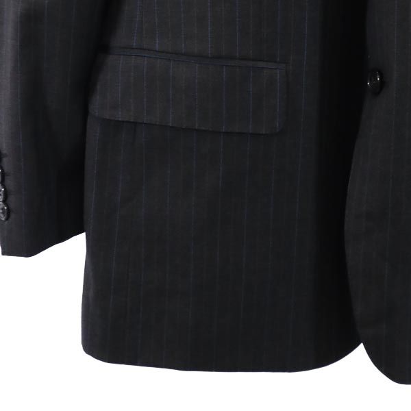 LANVIN ランバン 日本製 ウール ストライプ柄 テーラードジャケット R46-44 グレー系 メンズ