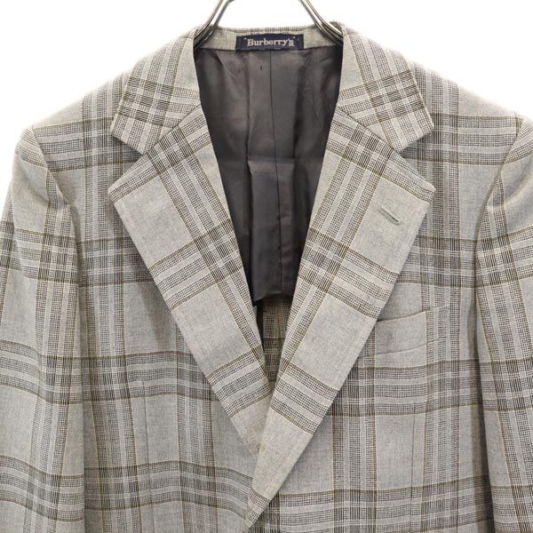 Burberrys バーバリーズ 90s オールド ウール チェック柄 テーラードジャケット 165-90-78 グレー系 メンズ