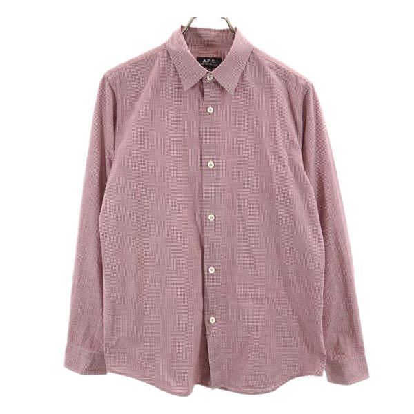 A.P.C. アーペーセー 長袖 チェックシャツ XS レッド系 メンズ