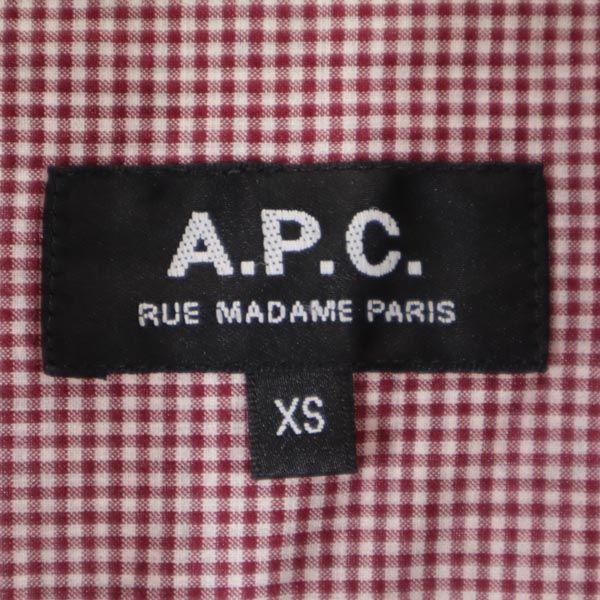 A.P.C. アーペーセー 長袖 チェックシャツ XS レッド系 メンズ