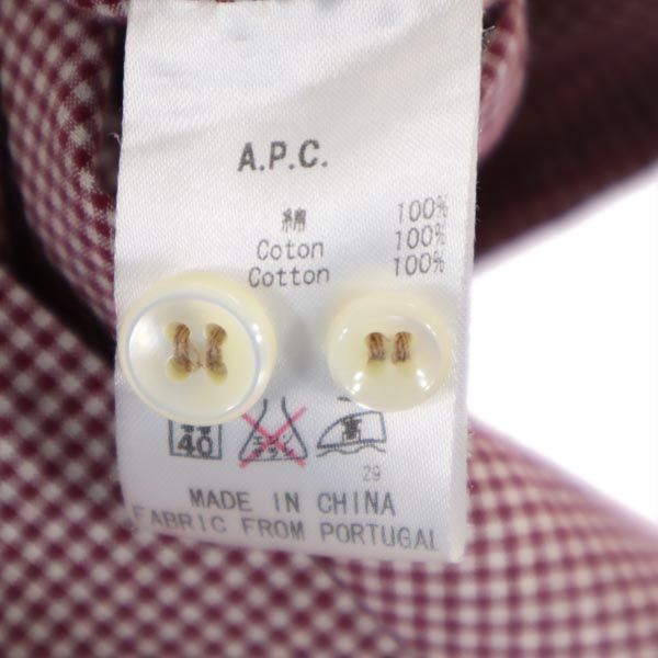 A.P.C. アーペーセー 長袖 チェックシャツ XS レッド系 メンズ