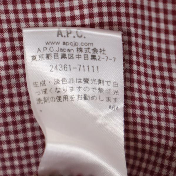 A.P.C. アーペーセー 長袖 チェックシャツ XS レッド系 メンズ