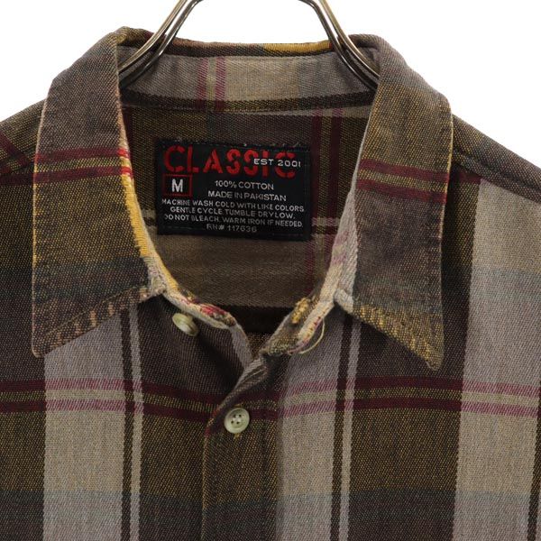 CLASSIC クラシック 長袖 チェックシャツ M ブラウン系 メンズ