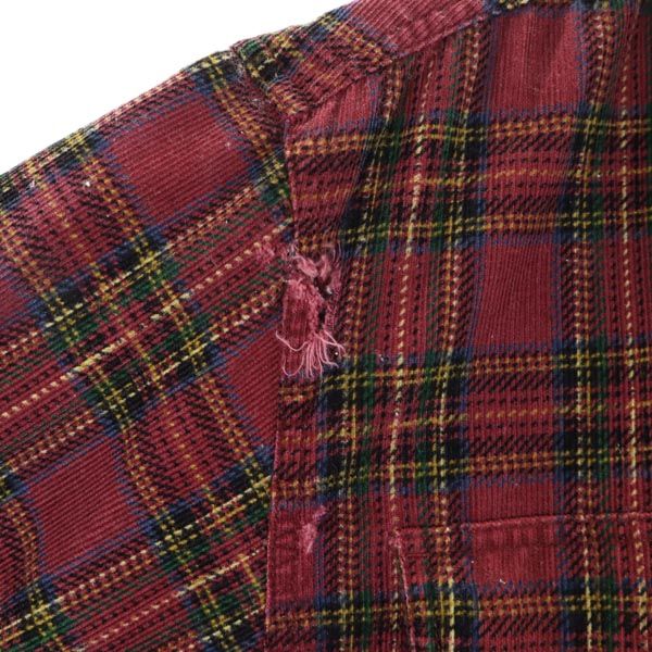 GUESS JEANS ゲスジーンズ 90s オールド コーデュロイ 長袖 チェックシャツ XL ボルドー メンズ