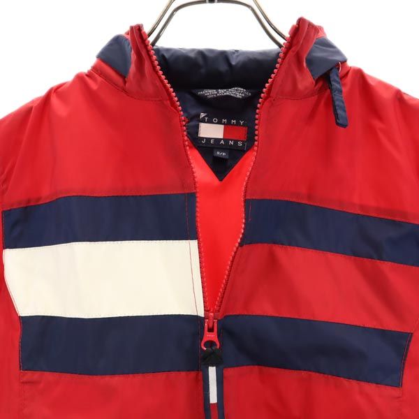 TOMMY JEANS トミージーンズ 90s オールド フラッグタグ ナイロンジャケット S レッド フード キッズ