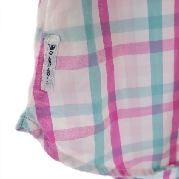 ARMANI JUNIOR アルマーニジュニア チェック 長袖 シャツ ワンピース 2A 94ｃｍ ピンク系 キッズ
