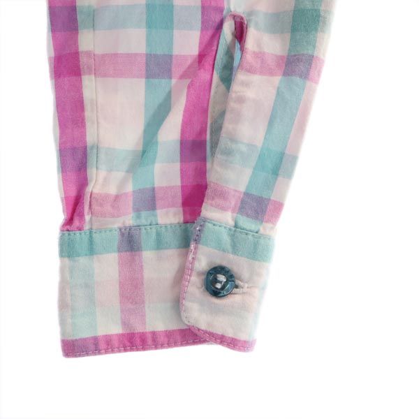 ARMANI JUNIOR アルマーニジュニア チェック 長袖 シャツ ワンピース 2A 94ｃｍ ピンク系 キッズ