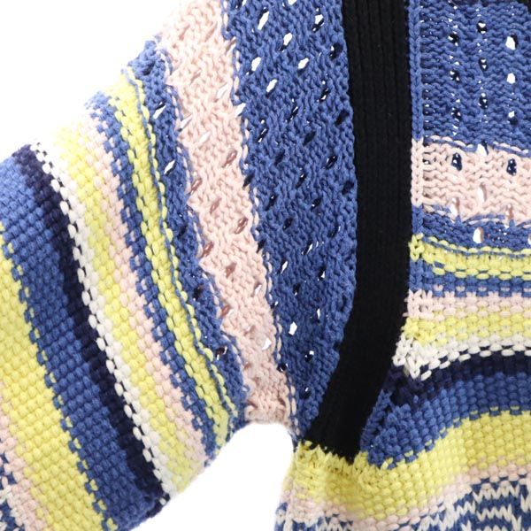 SEE BY CHLOE シーバイクロエ デザイン編み 長袖 デザイン編み セーター USA2 ブルー×イエロー ニット レディース